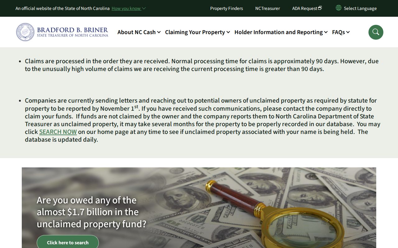 Winston-Salem resident directory North Carolina unclaimed-property search