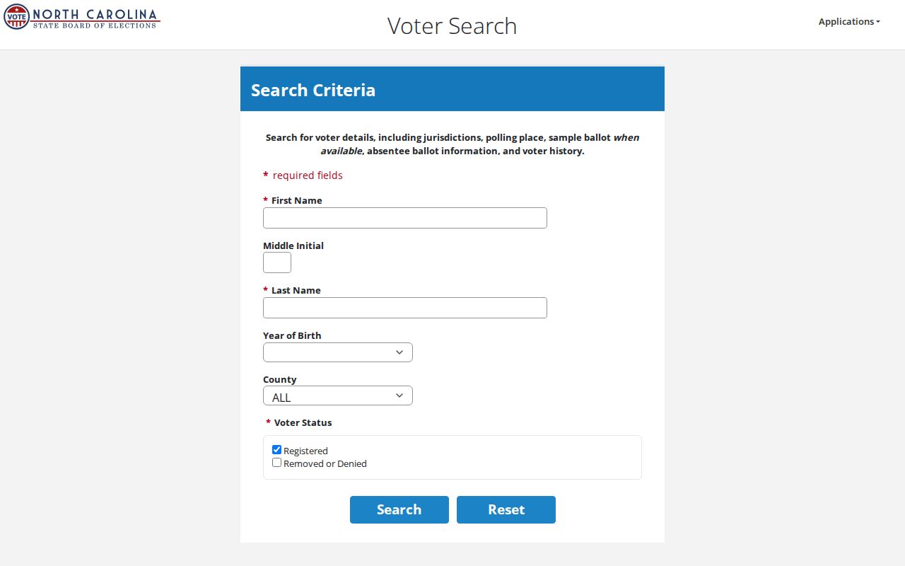 Winston-Salem resident directory North Carolina voter lookup fields