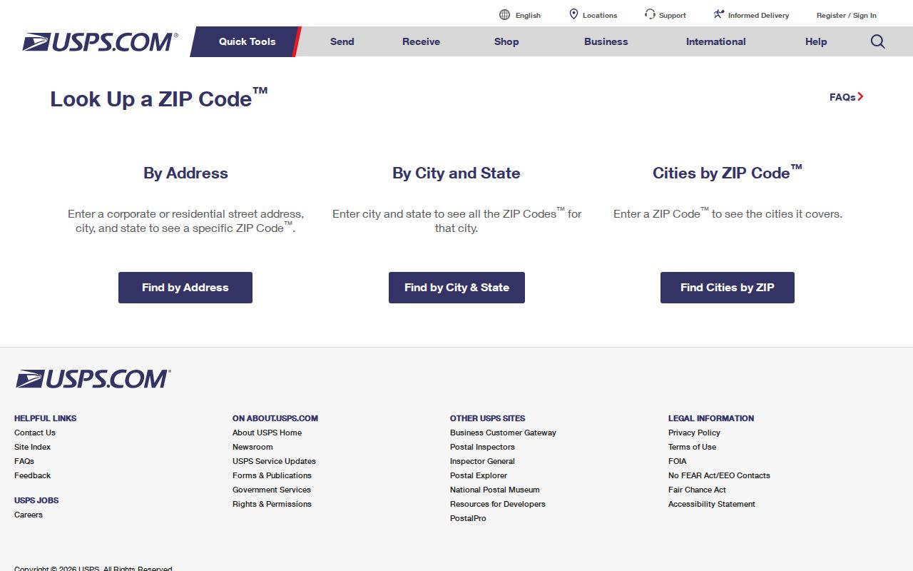 Winston-Salem ZIP code directory USPS ZIP lookup controls