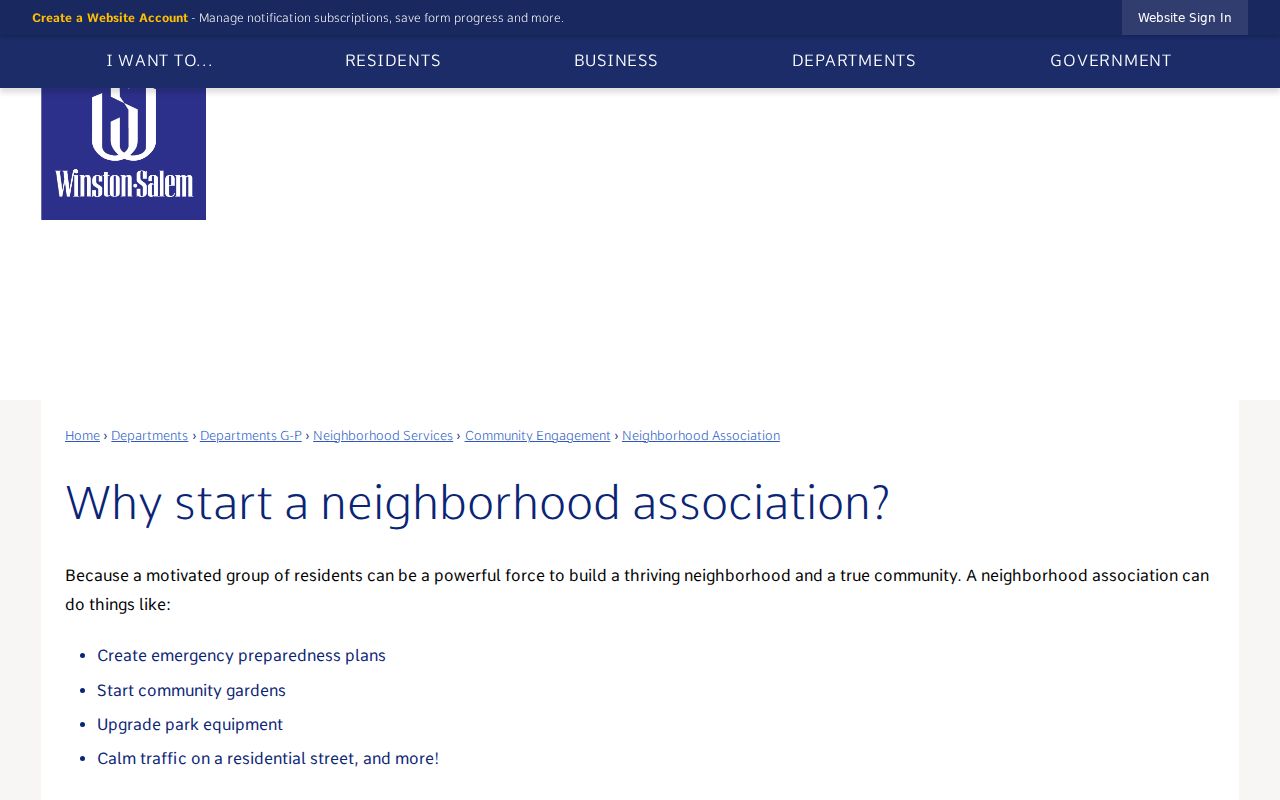 Winston-Salem neighbors and neighborhood association contact guidance